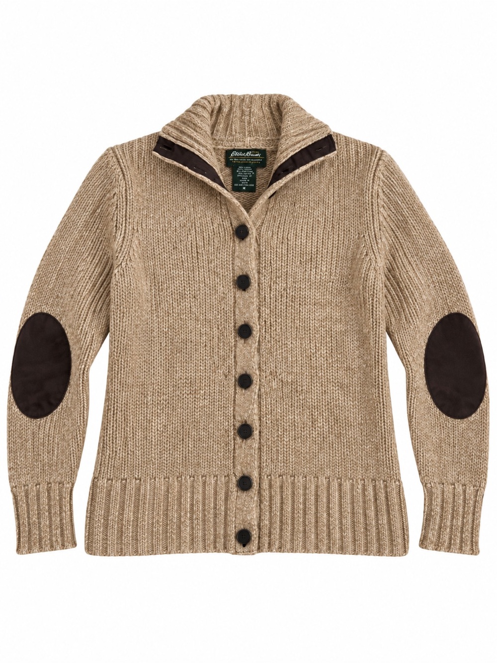 Vintage Y2K Eddie Bauer Wool Blend Button Cardigan Suede Elbow Patches M